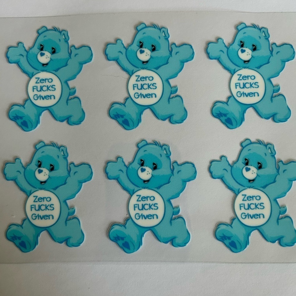 Swear Bear Zero F*cks Given Cup Decal 146